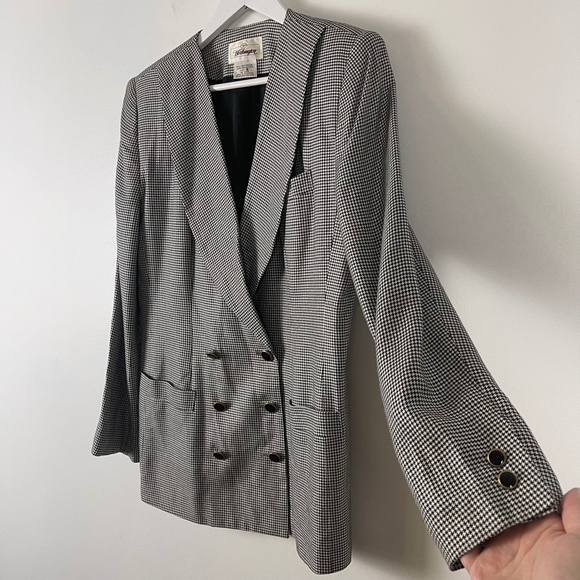 Vintage Worthington Houndstooth Rayon Blazer 8 - Picture 4 of 9